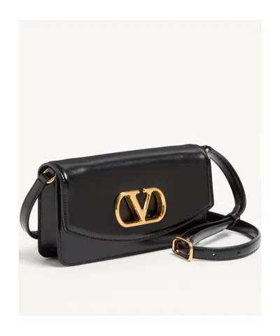Valentino Garavani Garavani Vain Clutch Bag In Shiny Calfskin Woman Black Uni In Black