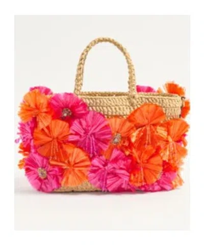 Valentino Embellished Raffia Vlogo Signature Shopping Bag In Natural/red