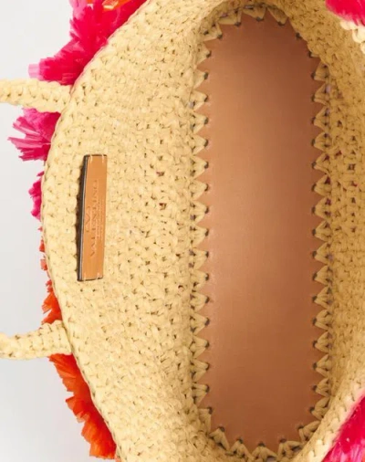 Valentino Embellished Raffia Vlogo Signature Shopping Bag In Natural/red