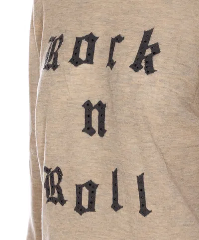 Zadig & Voltaire Ivy Geology Crewneck Knitwear With Embroidered Text In Brown