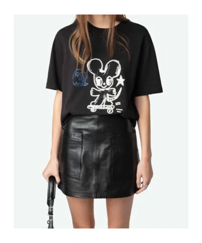 Zadig & Voltaire Zadig&voltaire Camiseta Mc Edwin Negra Mouse Strass In Black