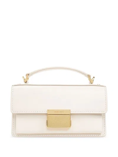 Golden Goose Deluxe Brand Structured Handbag With Gold-tone Clasp And Detachable Strap In White