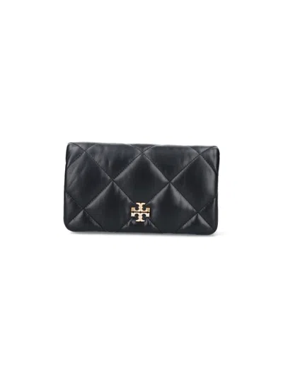 Tory Burch Kira Diamond-quilted Leather Wallet On Chain In Black