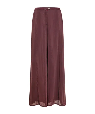 Forte Forte Flared Trousers In Cottonandsilk Voile In Burgundy