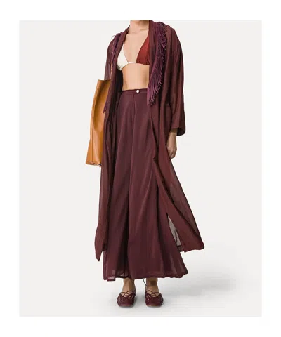 Forte Forte Flared Trousers In Cottonandsilk Voile In Burgundy