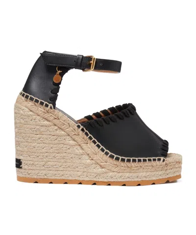 Stella Mccartney Espadrille Style Wedge Heel Sandals In Black