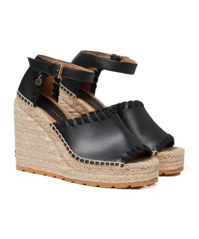 Stella Mccartney Espadrille Style Wedge Heel Sandals In Black