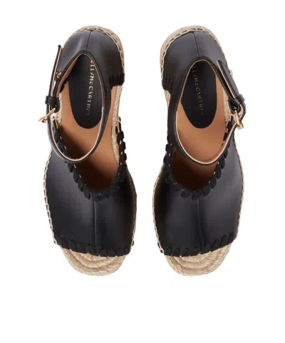 Stella Mccartney Espadrille Style Wedge Heel Sandals In Black