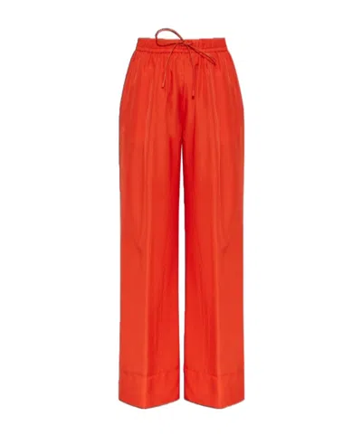 Forte Forte Orange Pants With Elastic Drawstring Waist And Wide Leg In Red