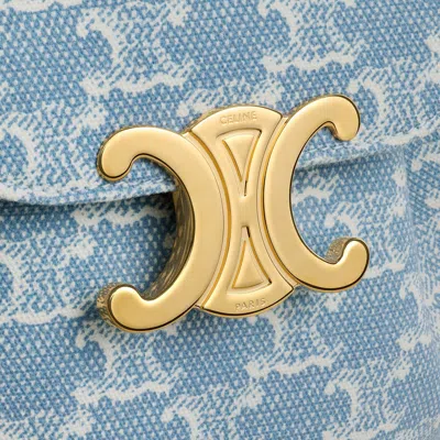 Celine Bonnie Arc De Triomphe Print Fabric Backpack In Denim/white