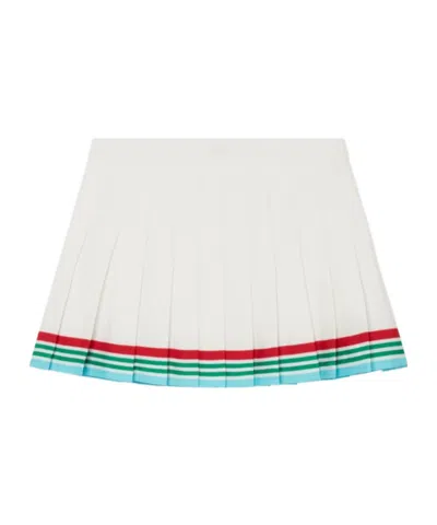 Casablanca Mini Skirt With Pleated Design And Color Block In White