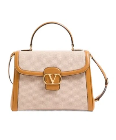 Valentino Garavani Large Canvas 9 To 5 Top-handle Bag In Nude