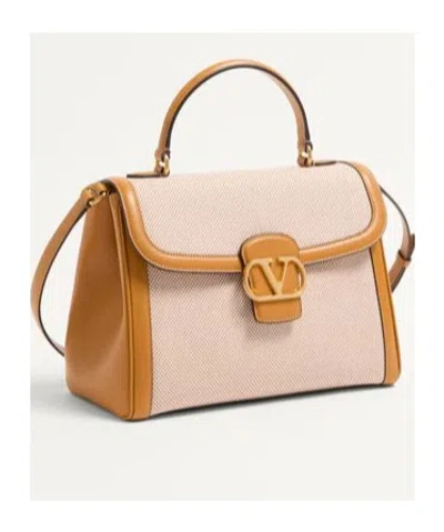Valentino Garavani Large Canvas 9 To 5 Top-handle Bag In Nude