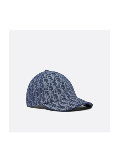 Dior Women D-player Denim Oblique Baseball Hat In Blue