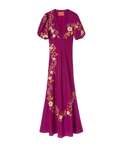 La Doublej Marlene Dress Embroidered Solid In Solid Purple