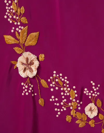 La Doublej Marlene Dress Embroidered Solid In Solid Purple