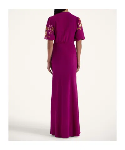 La Doublej Marlene Dress Embroidered Solid In Solid Purple