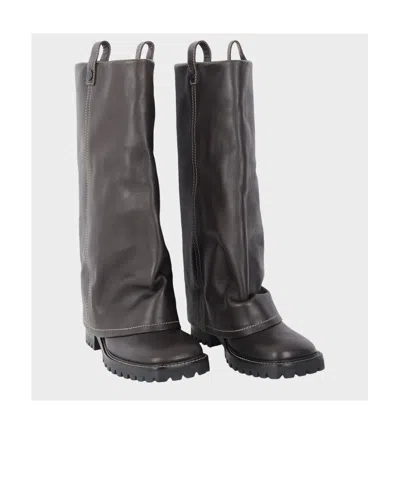Acne Studios Round Toe Boots In Brown