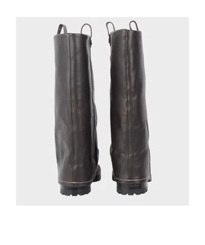 Acne Studios Round Toe Boots In Brown