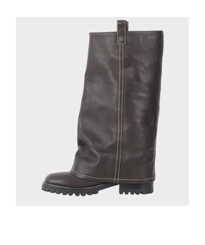 Acne Studios Round Toe Boots In Brown