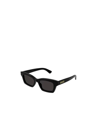 Gucci Logo Rectangular Cat-eye Sunglasses In Black