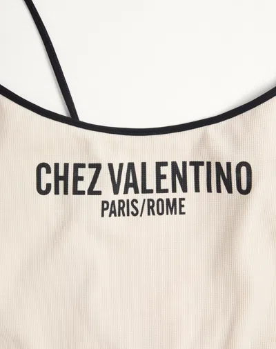 Valentino Spaghetti Straps Scoop Neckline High-cut Legs In White