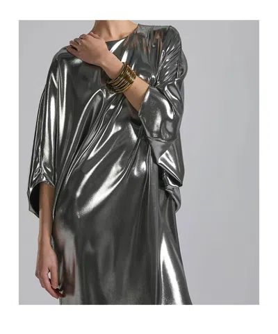 Barbara Bui Silver Metallic Satin Dress In Metallic