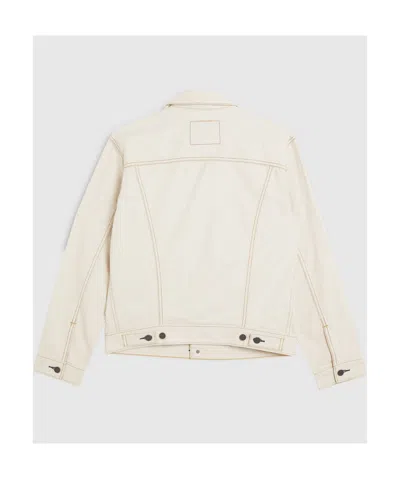 Levi's White Denim Jacket With Beige Collar Levis In White