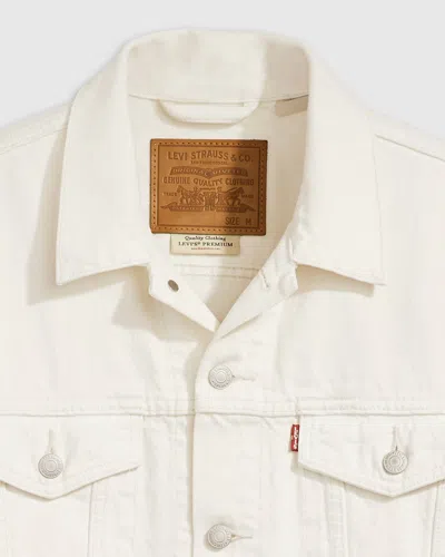 Levi's White Denim Jacket With Beige Collar Levis In White