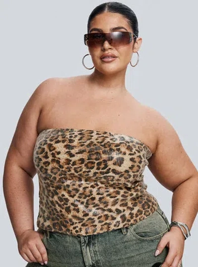Princess Polly Curve Learn To Fly Strapless Sequin Top In Leopard