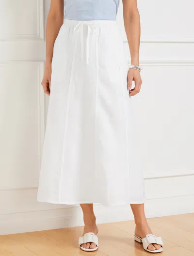 Talbots Plus Size - Linen Drawstring Skirt - White - X  In White