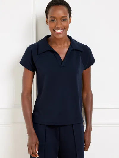 Talbots Plus Petite - Airknit Stretch Johnny Collar Pullover Sweater - Blue - 2x  In Blue