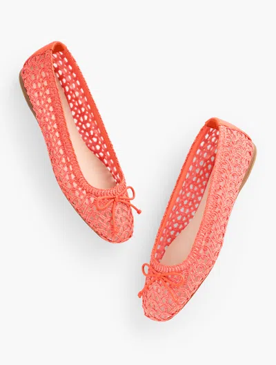 Talbots Blaine Soft Sole Loopy Woven Ballet Flats - Hot Coral - 10m  In Hot Coral