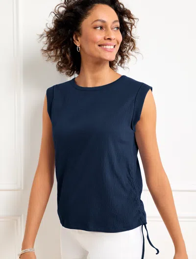 Talbots Plus Petite - Ruched Crewneck T-shirt - Blue - 1x  In Blue