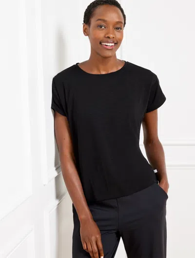 Talbots Misses - Supersoft Slub Crewneck T-shirt - Black - Xl  In Black
