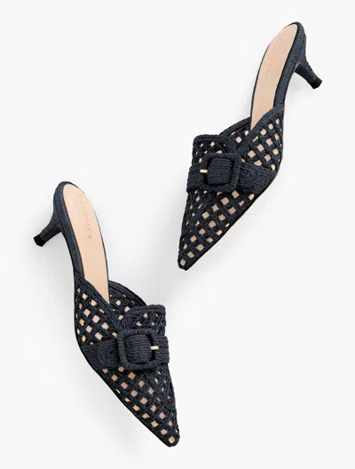 Talbots Sylvie Woven Raffia Mules - Blue - 11m  In Blue