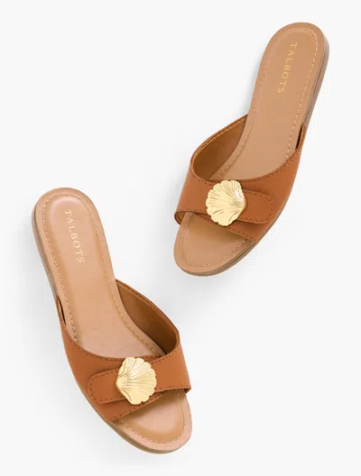 Talbots Kaia Shell Vachetta Slides - Havana Tan - 11m  In Havana Tan