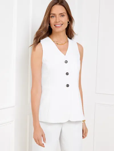 Talbots Plus Petite - Polished Crepe Vest - White - 14  In White