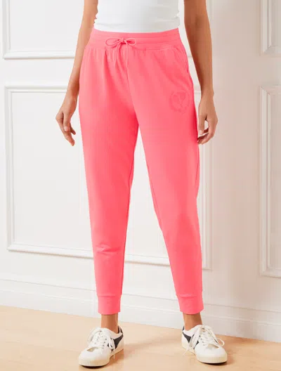 Talbots Plus Size - Modal French Terry Classic Embroidered Crest Jogger Pants - Pink Lemonade - 3x  In Pink Lemonade