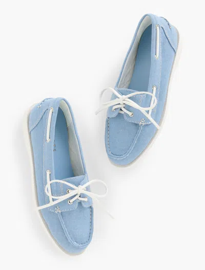 Talbots Finely Chambray Boat Shoes - Light - 11m - 100% Cotton  In Light Chambray