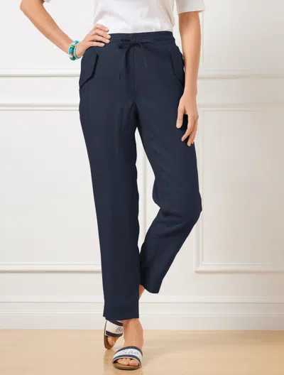 Talbots Plus Petite - Pull-on Washed Linen Jogger Pants - Blue - 3x  In Blue