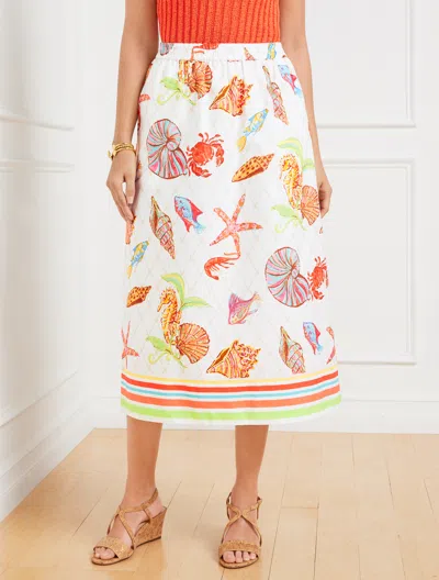 Talbots Plus Petite - Modern Poplin Fit & Flare Skirt - Underwater World - White - 3x - 100% Cotton  In White