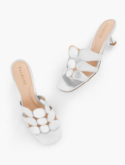 Talbots Sabel Metallic Nappa Flare Heel Sandals - Silver - 11m  In Silver