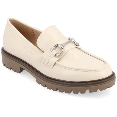Journee Collection Jessamey Womens Moc Closed Toe Loafers In White