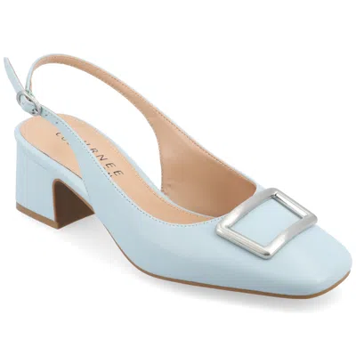Journee Collection Everlee Womens Square Block Heel Pumps In Blue
