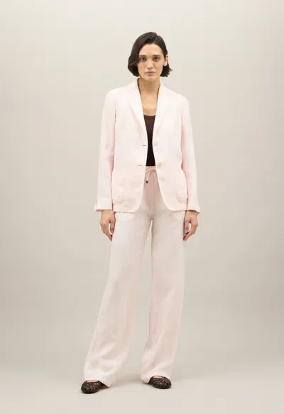 Boglioli Garment Dyed Linen Brera Blazer In Pastel Pink