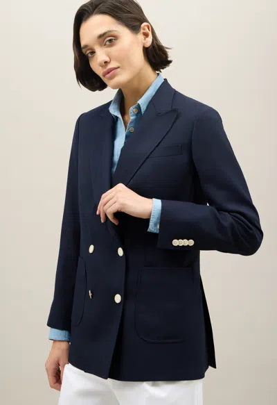 Boglioli Light Wool Honeycomb Maia Blazer In Blue
