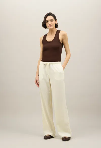 Boglioli Light Wool Honeycomb Jog Wide Trousers In Warm White