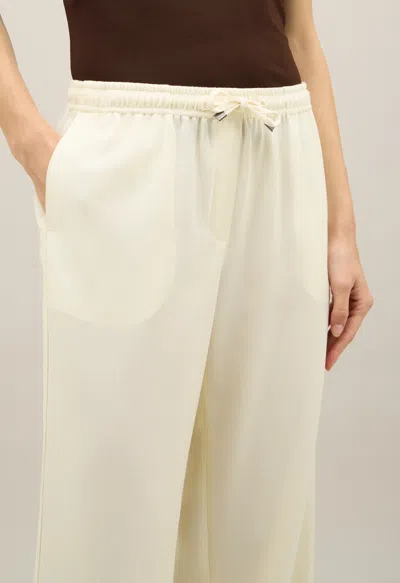 Boglioli Light Wool Honeycomb Jog Wide Trousers In Warm White