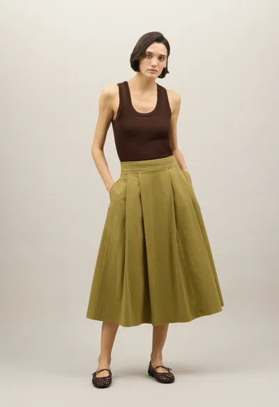 Boglioli Light Popeline Pleated Skirt In Green